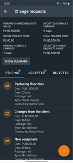 Android Mobile, Change Request