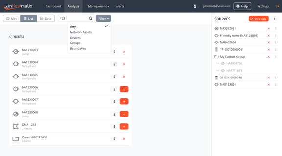 Analysis - Source Selection from list